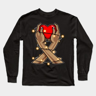 Holding Heart Valentines Shirt For Boys & Girls Long Sleeve T-Shirt